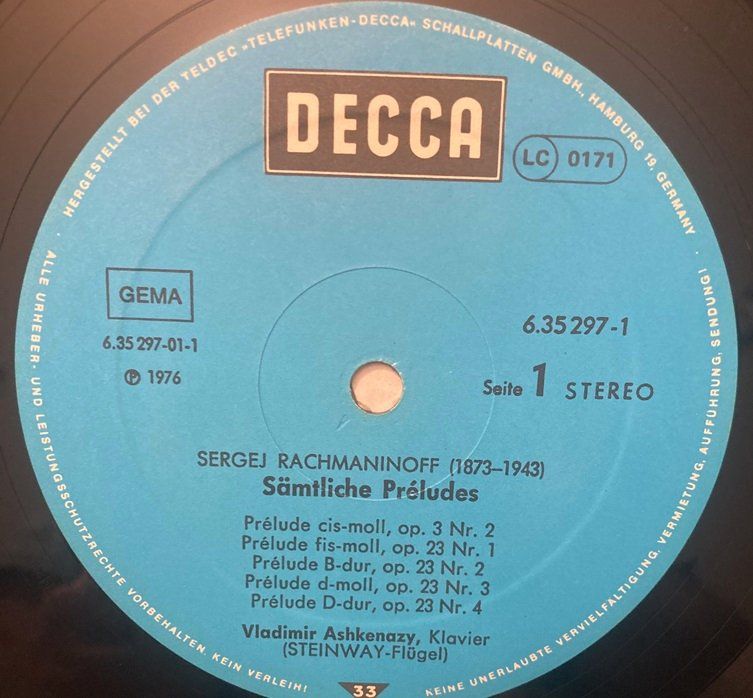 Rachmaninoff – Sämtliche Préludes (2 LP-Box-Set, Ashkenazy) (Gebraucht ...