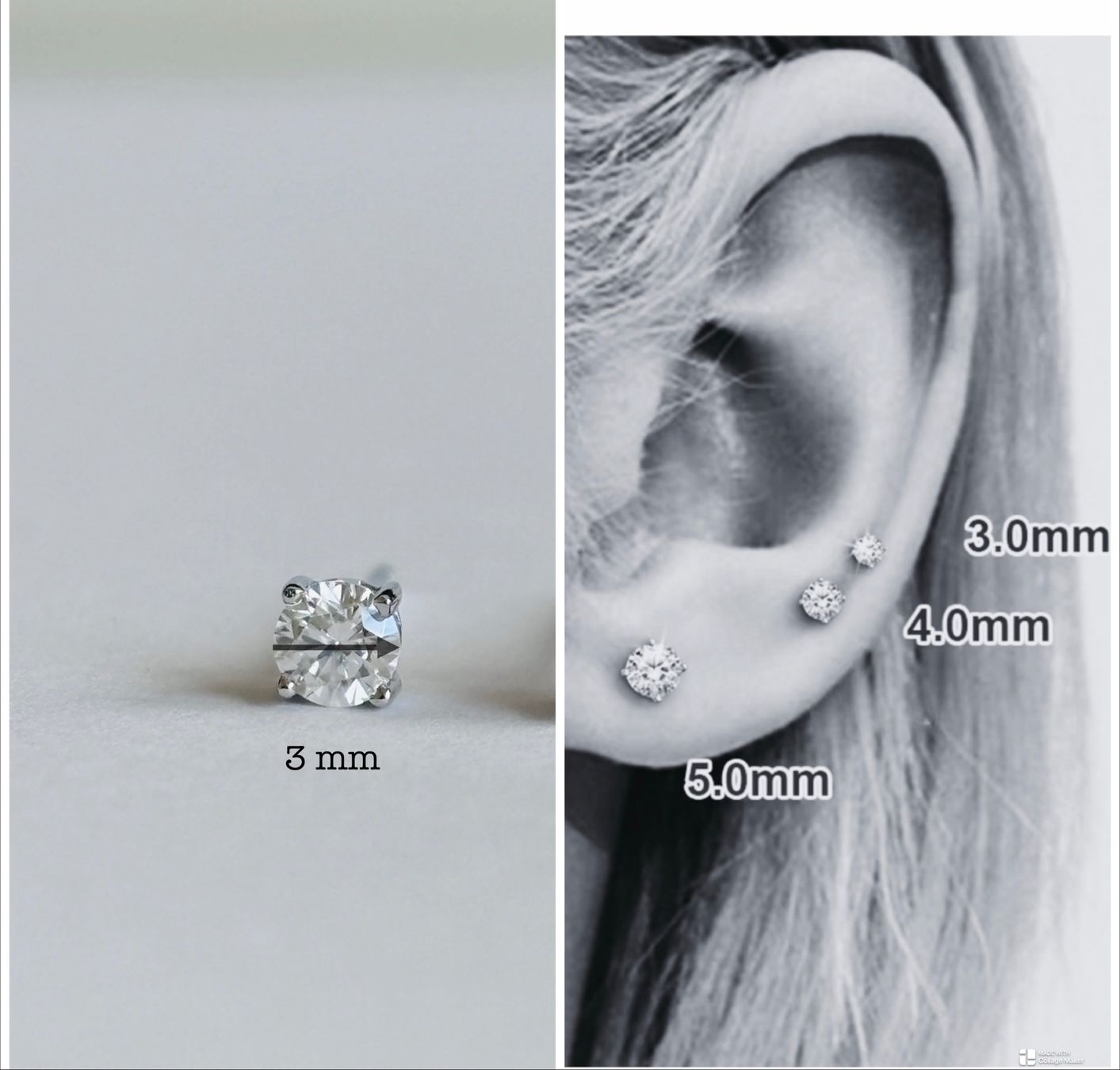 Orecchini pendenti & Orecchini a lobo: Moissanite Studs. 925 Silver, D color . 3 mm stone size. – Nuovo (secondo la descrizione) da Dübendorf venduto da S1973E 5