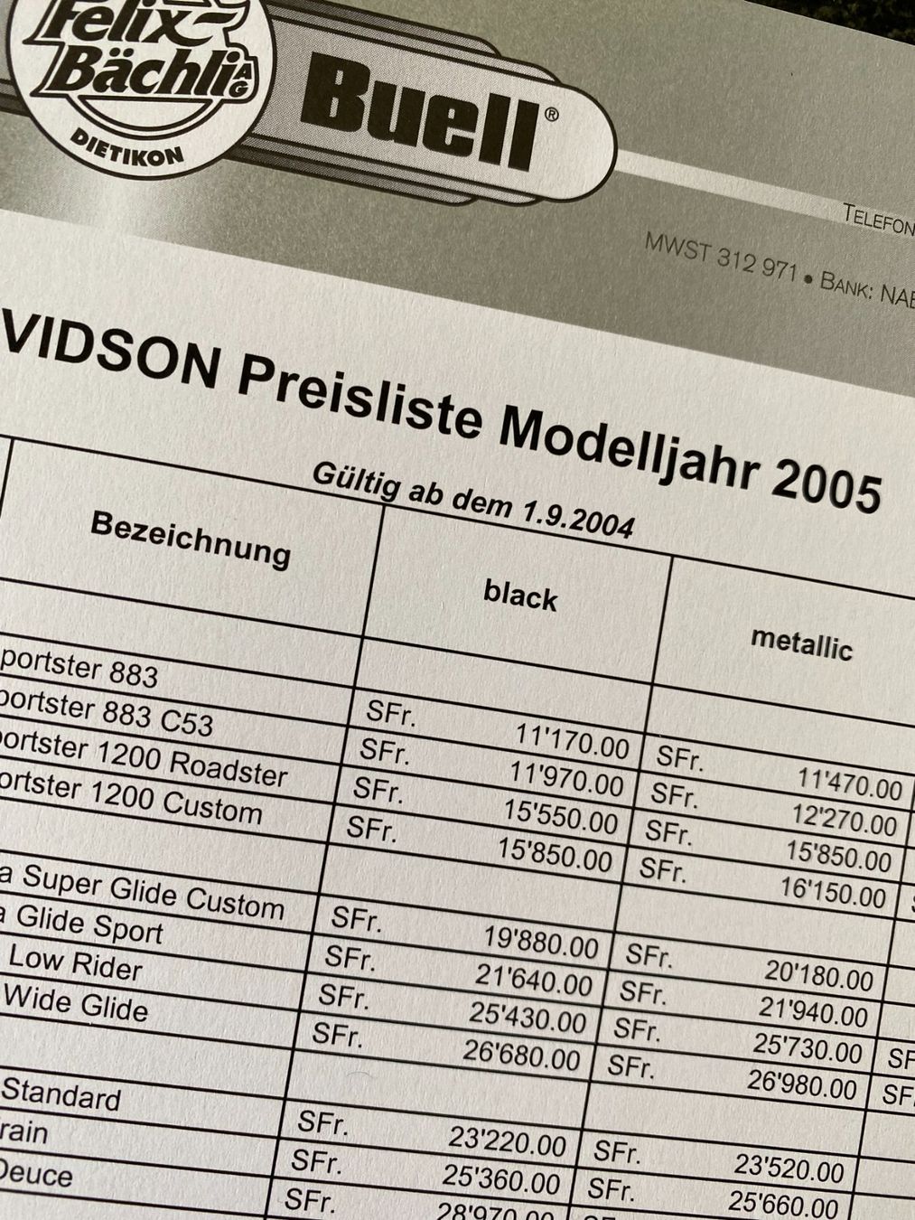 Documenti: Harley-Davidson Katalog, Prospekt, Broschüre 2005 – Usato da Niederhasli venduto da Berno 7