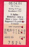 KARTON RUNDFAHRT BILLETT,ST.GALLEN - ST.GALLEN,2.KLASSE,HALB