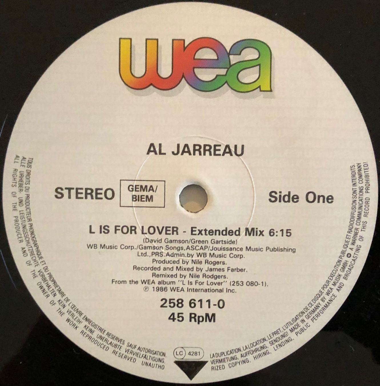 Dischi in vinile: AL JARREAU - L IS FOR LOVER – Usato da Poliez-Pittet venduto da Newtown-Records 2