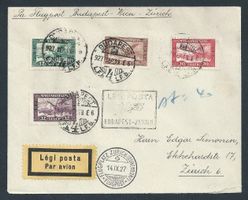 Flugpost Schweiz 1927 Budapest Zürich Luftpost FSt1a
