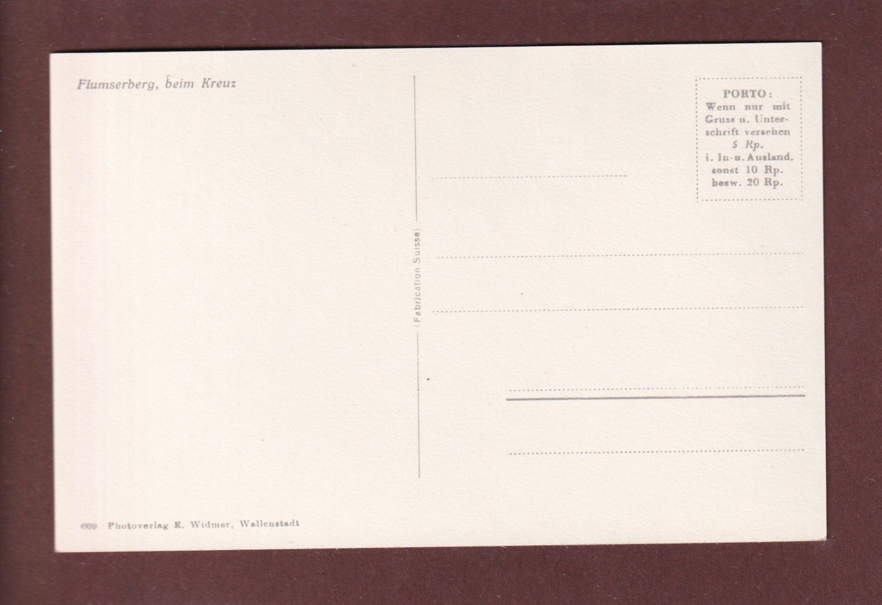 Cartoline postali: FLUMSERBERG - Beim Kreuz – Usato da Pully venduto da nicecards 1