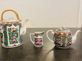 Set a thé chinois ancienne en porcelaine du Canton