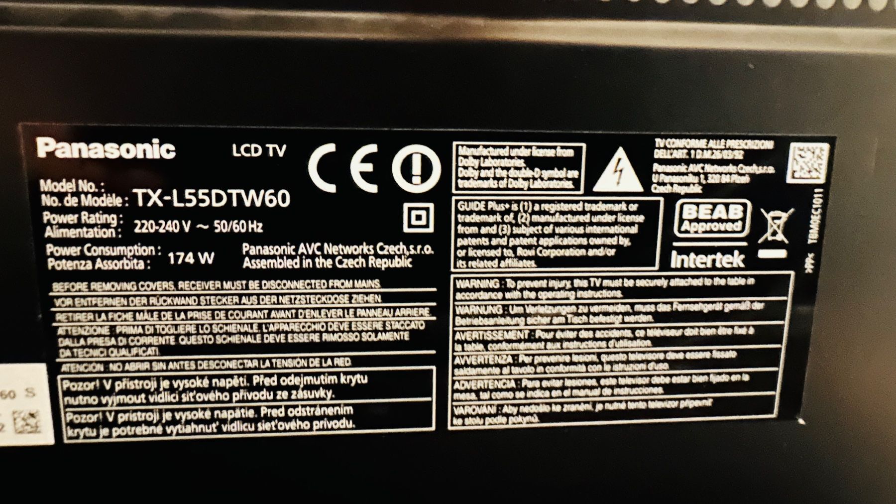 Panasonic Televisori: Tv Panasonic TX-L55DTW60 – Usato da Winterthur venduto da Iryna_Valerii 1