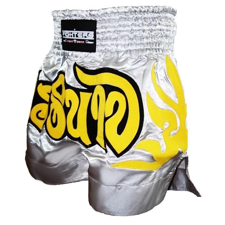 Pantaloni: FIGHTERS - Muay Thai Shorts Silver / Small bis Medium – Nuovo e nell'imballaggio originale da Wetzikon ZH venduto da FightFitSports 1