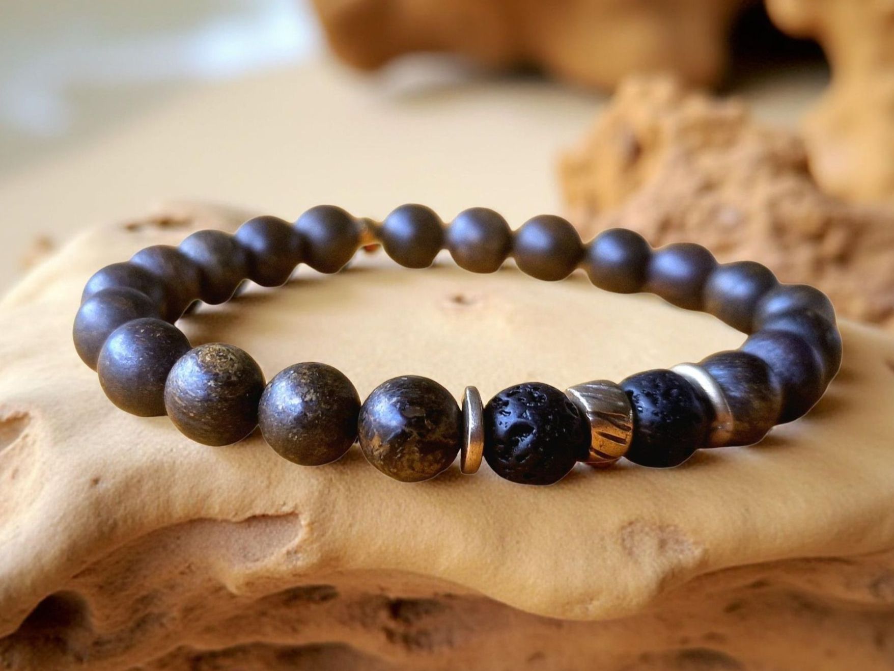 Bracciali & Braccialetti: Armband Bronzit-Lava-Bronzit. ca. 20cm Umfang – Nuovo e nell'imballaggio originale da Aarau venduto da Schmuckhoehle_MD