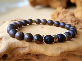 Armband Bronzit-Lava-Bronzit. ca. 20cm Umfang