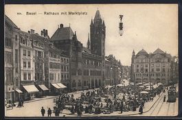 Basel, Rathaus und Kaffeerösterei F. Ri