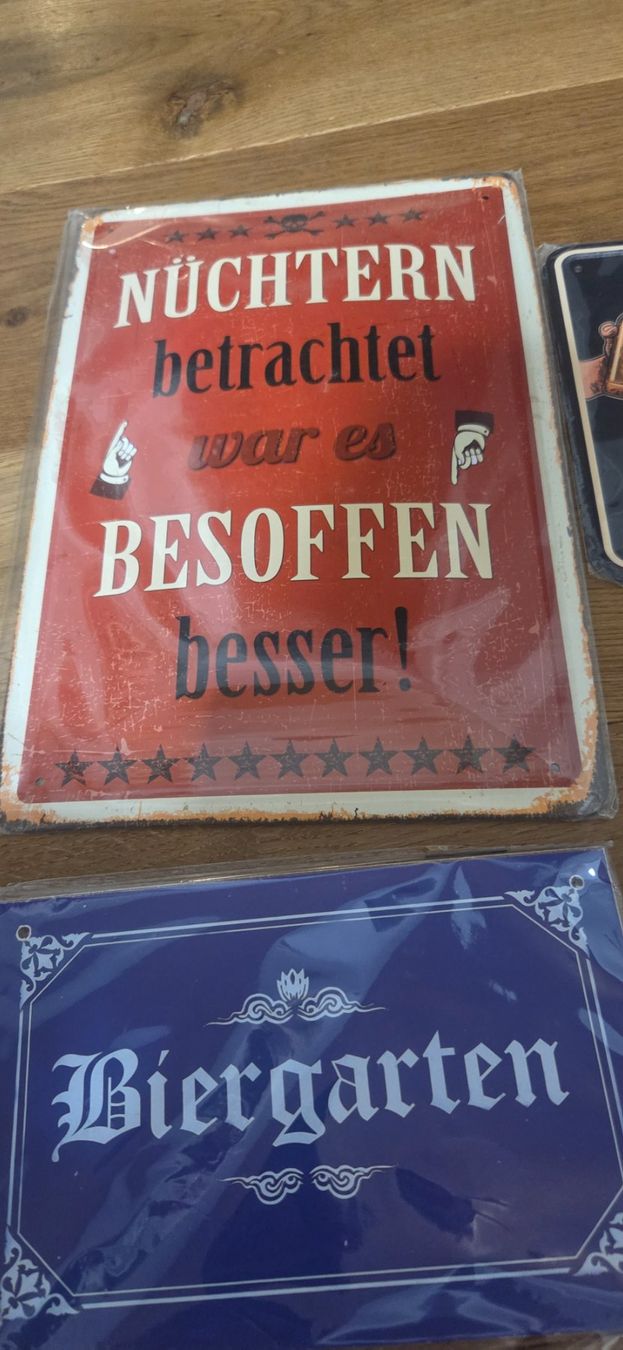 Insegne: 3 Blechschilder + 1 Schild aus Holz Trinkspruch – Nuovo e nell'imballaggio originale da Bremgarten b. Bern venduto da Marge7979 2