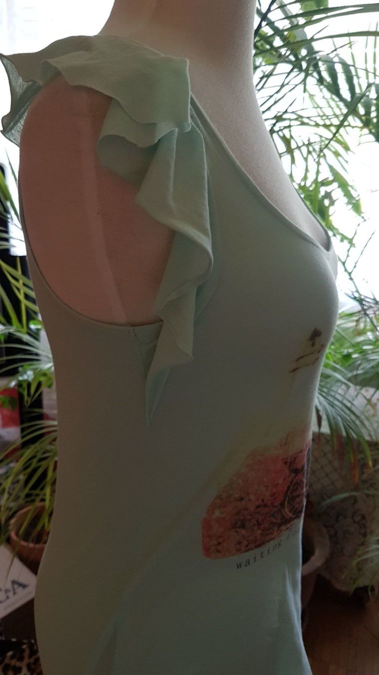 Zebra Top: Mintfarbenes Baumwolltop mit Print – Usato da Oberengstringen venduto da Asteroid56 4