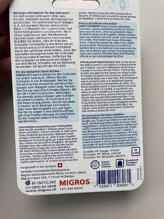 Milette Succhiotti & catenelle porta ciuccio: Nuggi von Migros, ungeöffnet – Nuovo e nell'imballaggio originale da Baden venduto da va_leria 2