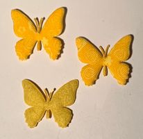 5 Stoff-Filzstreuer Schmetterling gemustert gelb