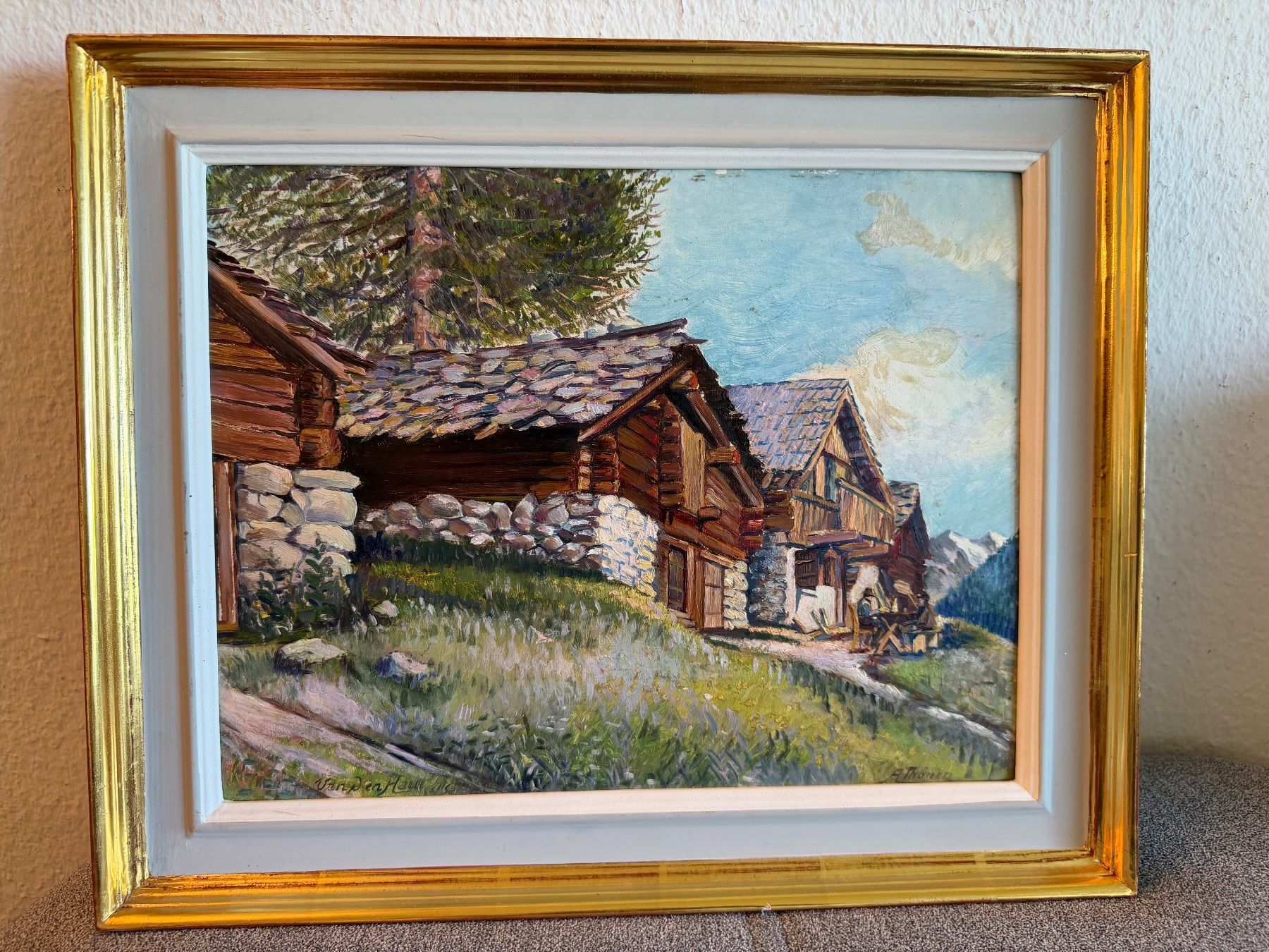 Gemälde: Ölgemälde alpines Dorf signiert – Gebraucht aus Basel von PAUL_ART
