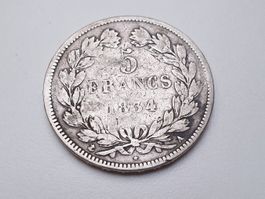 🇫🇷 France 5 Francs 1834 Louis Philippe **Silver 25g .900**