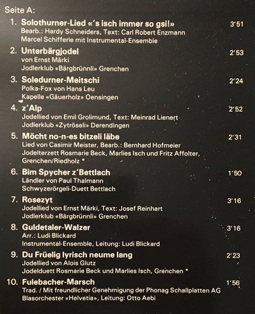 Schallplatten: Volkstümlichs Solothurn (LP) – Gebraucht aus Grüningen von azulmarron 2