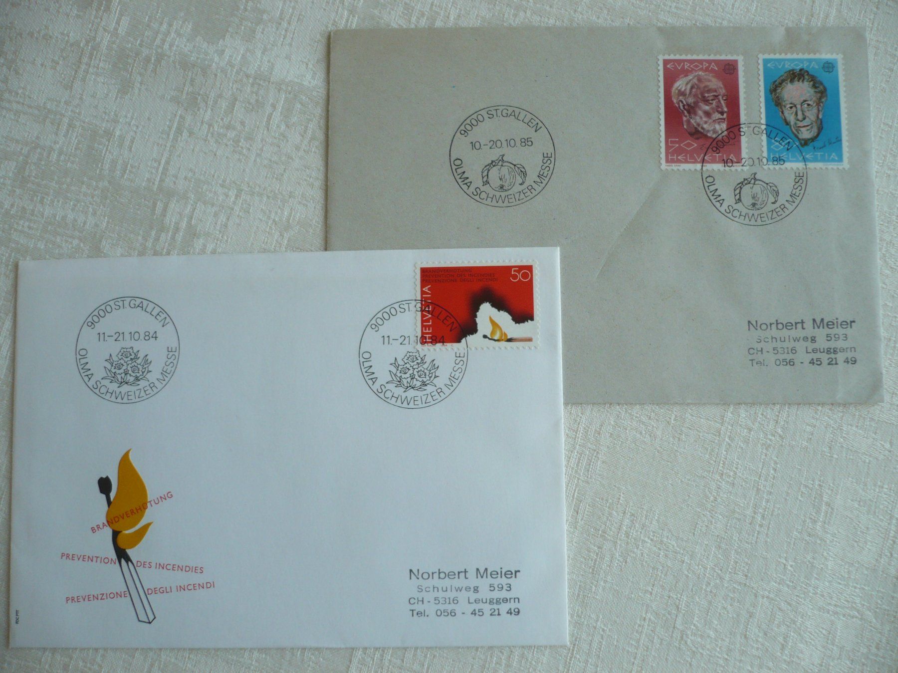 Alle Briefmarken: 1984 - 85 2 Belege OLMA – Gebraucht aus Zürich von saltandpepper008