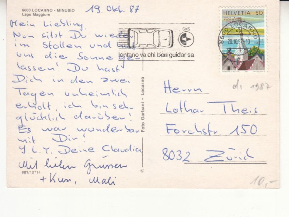 Cartoline postali: Locarno 1987 – Usato da Bürglen TG venduto da StampGraf 1