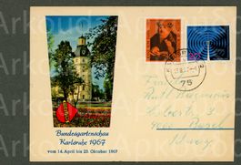 AK color Karlsruhe D Werbekarte Bundesgartenschau ≈ 1967