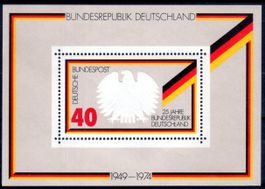 25 JAHRE BUNDESREPUBLICK DEUTSCHLAND BLOCK ** POSTFRISCH **