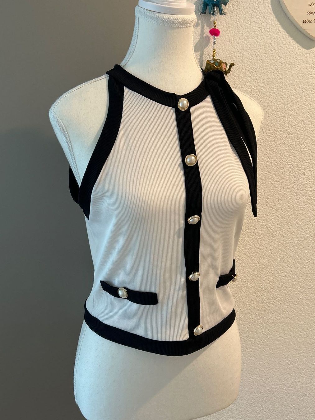 Tops: Damen Top weiss/schwarz Grösse L – Gebraucht aus Brunnen von Nala2929 2