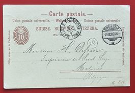 GANZSACHE PK BENZIGER EINSIEDELN SCHWYZ AUSLAND BELGIEN 1889