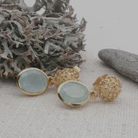 Ohrstecker mit Aquamarin - Sterling Silber 925 gelbvergoldet