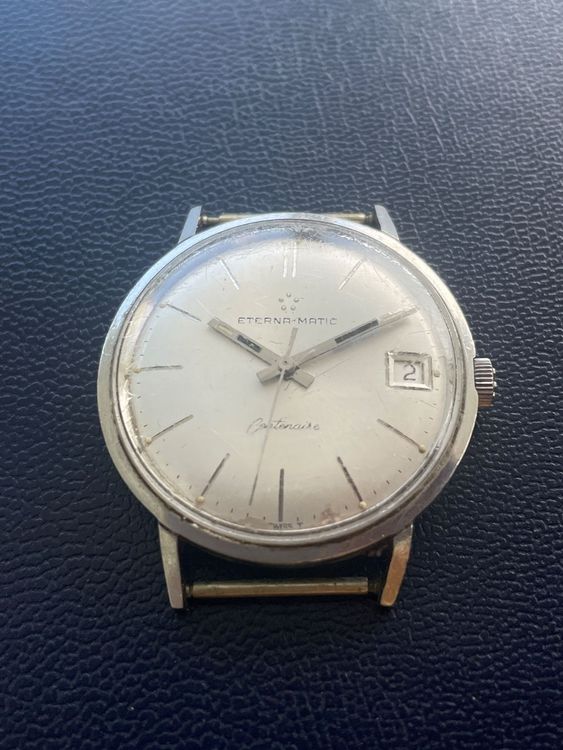 Lot Cadran + Mouvement Automatique Pour Montre Eterna Matic - Calibre 1419U Avec Cœur En Or 23K