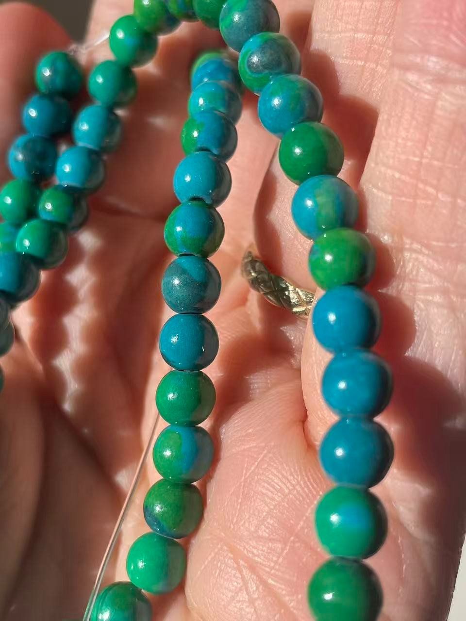 Catenine: Chrysocolla Perlen Strang 6mm Ca.38cm – Nuovo e nell'imballaggio originale da Schiers venduto da sisikristall 2