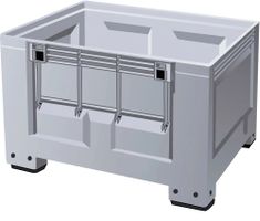 Palettenbox PB 8-FK aus Kunststoff, mit 4 Füßen, Frontklappe
