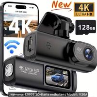 4K Ultra HD Dashcam mit 128GB TF-Karte, Mini Auto Kamera