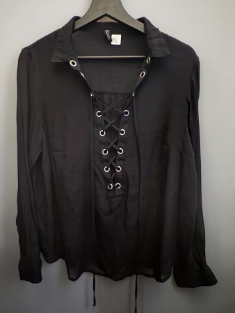 H&M Bluse mit Schnürung Schwarz Gr. 44
