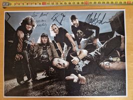 Krokus, 5 Original Autogramme mit Drummer Sticks