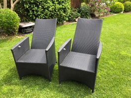 Gartenstühle Hochlehner Rattan schwarz