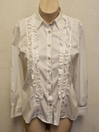 Caliban 820 Damenbluse Weiß mit Rüschen Gr. 46 – Made in EU