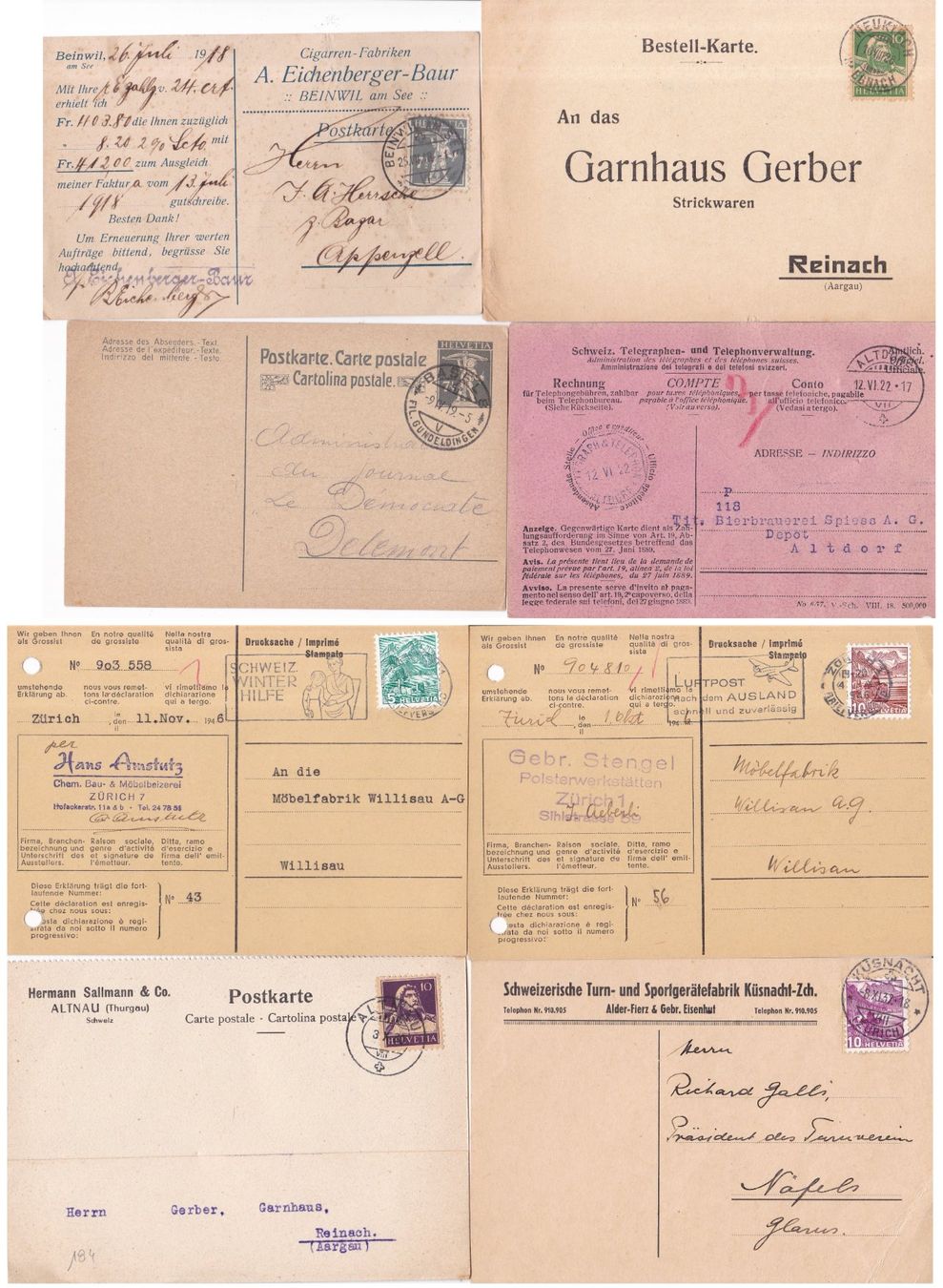 Alle Briefmarken: 65 Stk. Alte CH Briefe, Postkarten, Belege – Gebraucht aus Münchwilen AG von Nesar 5