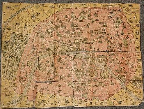 Landkarten & Atlanten: Stadt-Plan Paris, Antik – Gebraucht aus Bleienbach von Mineral_Antik57 1