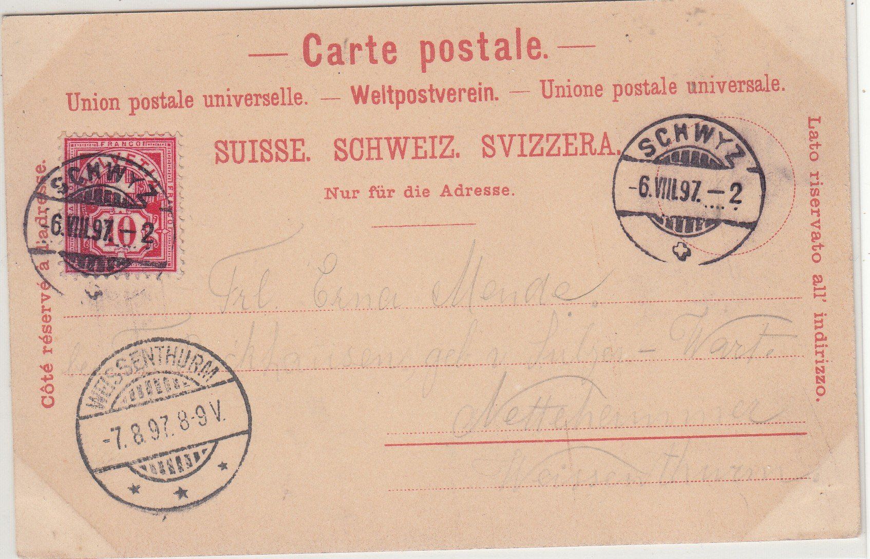 Cartoline postali: AK Grosser Mythen 1897 SZ – Usato da Herrliberg venduto da Lfrifda 1