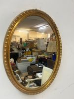 Wandspiegel oval Biedermeier Stil schöner Holzrahmen