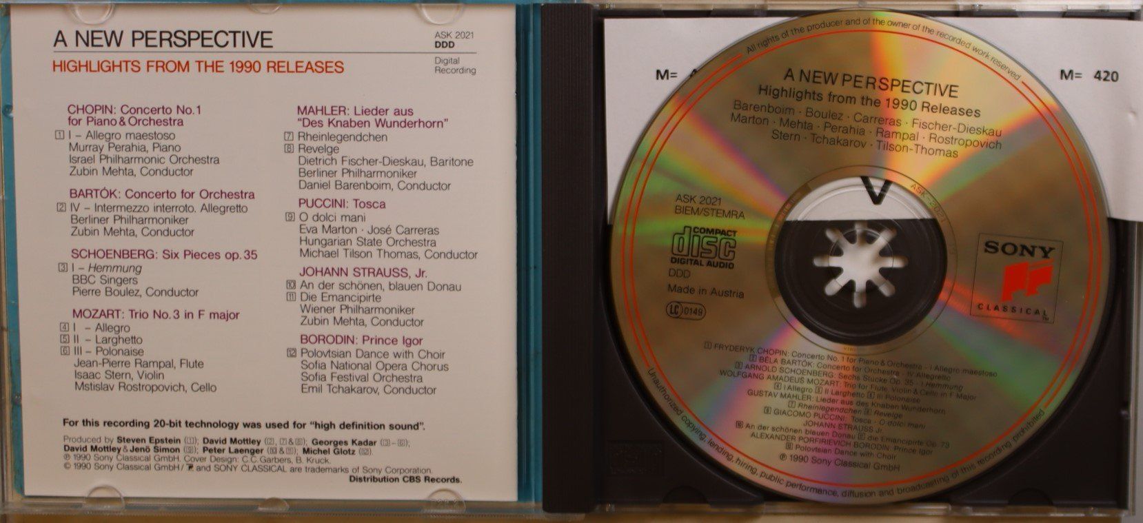 CD: Sony Classical - The New Label A New Perspective – Usato da Luzern venduto da CONTENTI 1