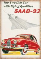 Blechschild-SAAB 93 WITH FLYING QUALITIE