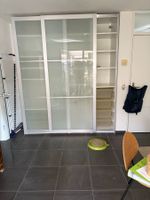 Schwebetürenschrank Weiss Aluminium Milchglas 2 Türen