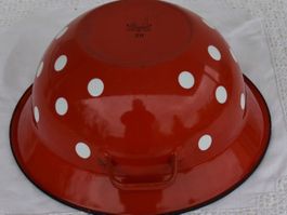 VINTAGE  EMAILLE SCHALE MIT GRIFF POLKA DOTS -WEITLING