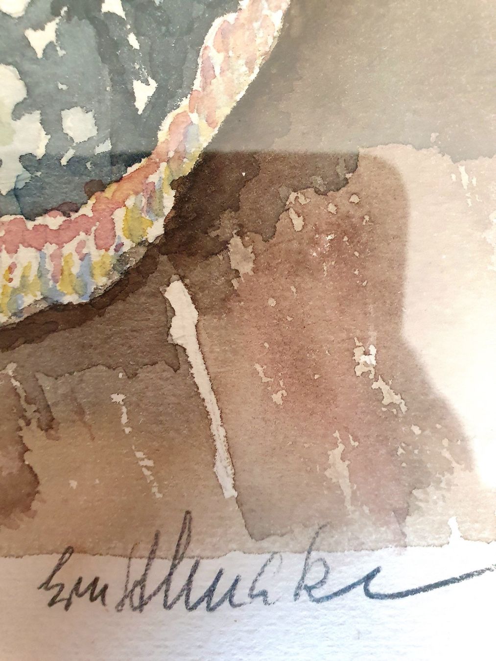 Gemälde: Ancienne grande aquarelle  signée – Gebraucht aus Les Brenets von SBO56 4