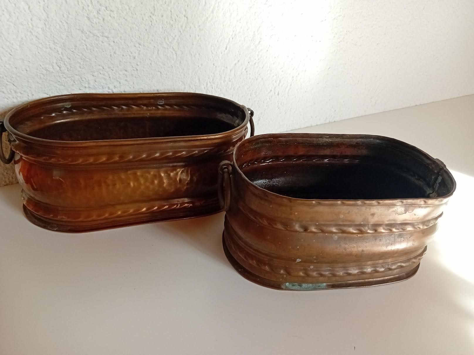 Blumentöpfe: Kupfergefässe Oval Fiosa Schweizer Handarbeit 2er Set – Gebraucht aus Salez von Robe12