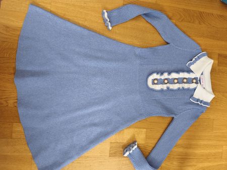 romantisches hellblaues Strickkleid Gr.S/M