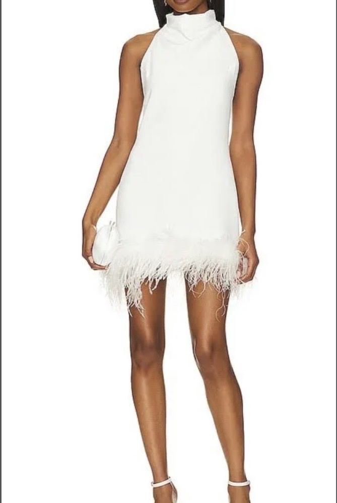 Robes: Weisses Partykleid mit Federn – D'occasion à Zürich par joellechiara