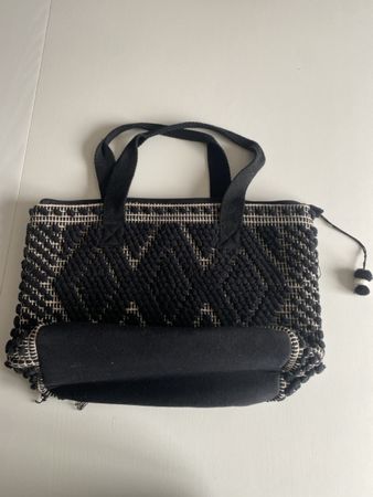 Pieces Sommer Strandtasche schwarz weiss