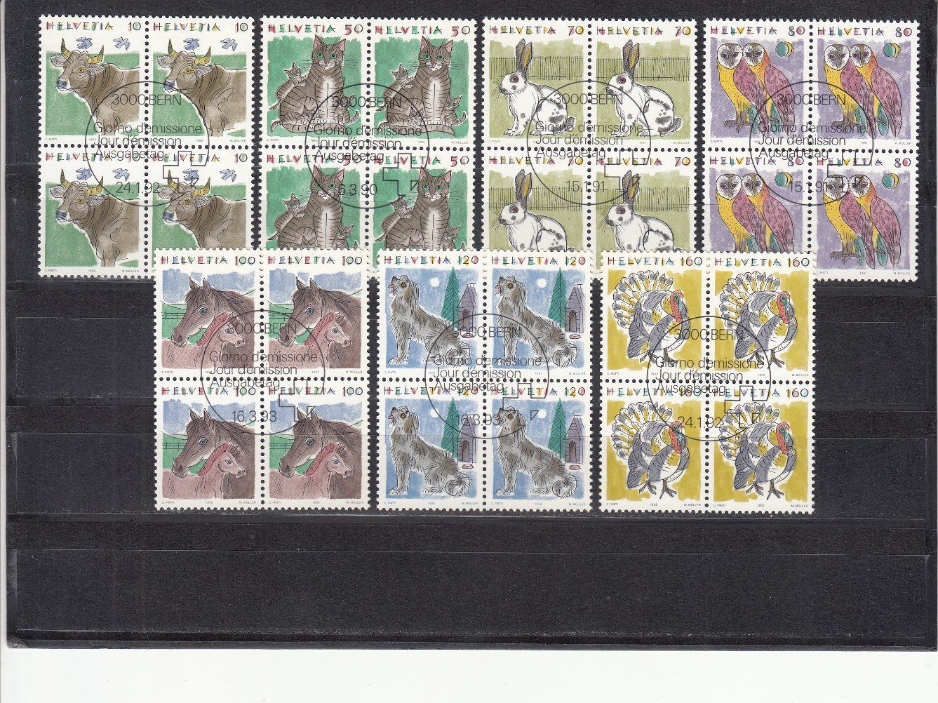 Alle Briefmarken: SBK 789 - 795 im 4er-Block mit ET – Gebraucht aus Bürglen TG von StampGraf