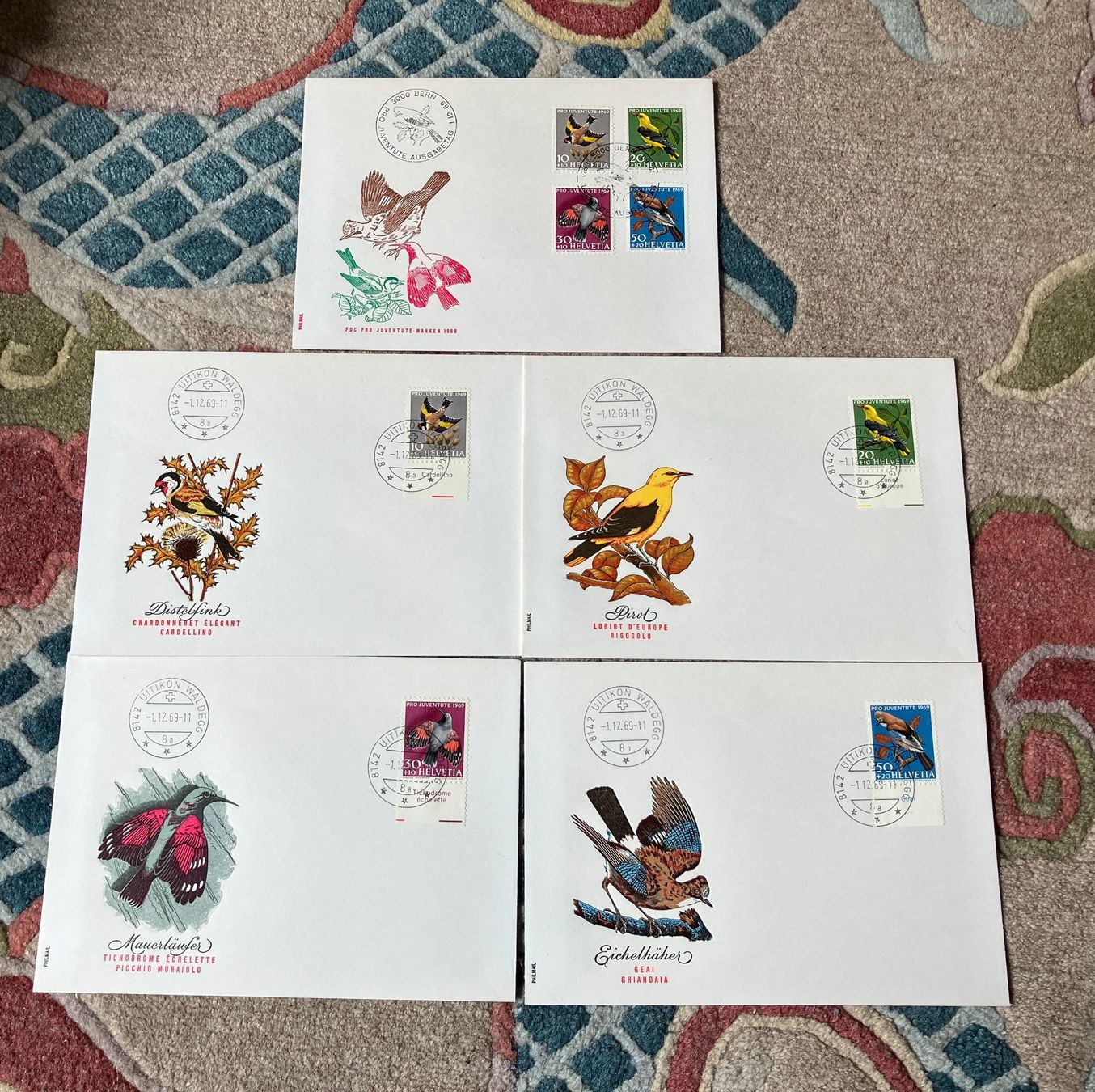 Tutti i francobolli: 5 FDC  Briefe  Pro Juventute 1969 – Usato da Koblenz venduto da Markenhimmel